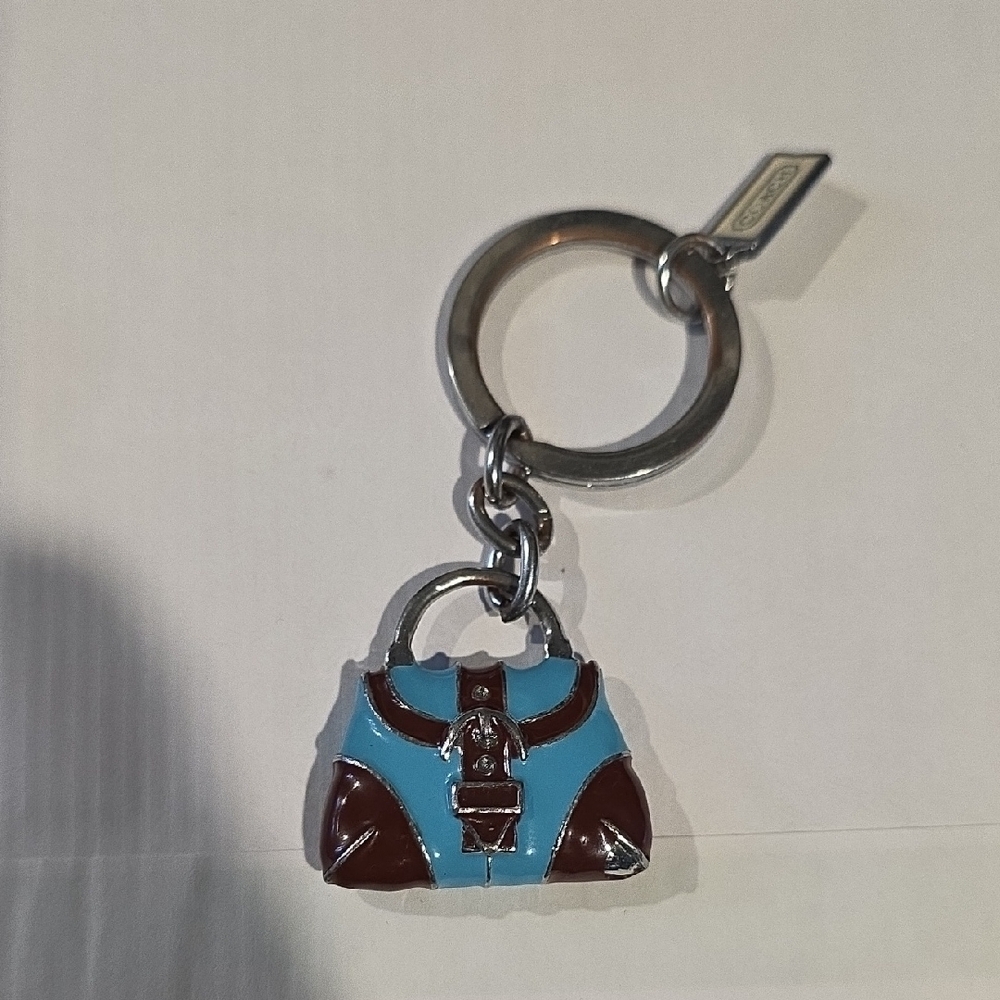 Coach Keychain with Blue and Brown SOHO KEY FAB